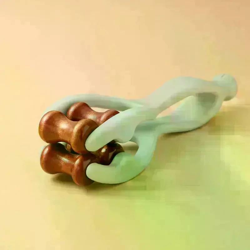 Solid Wood Finger Massage Roller With 360° Rollers Clip Design Finger Massager Acupressure Stick For Hand Meridian Relief