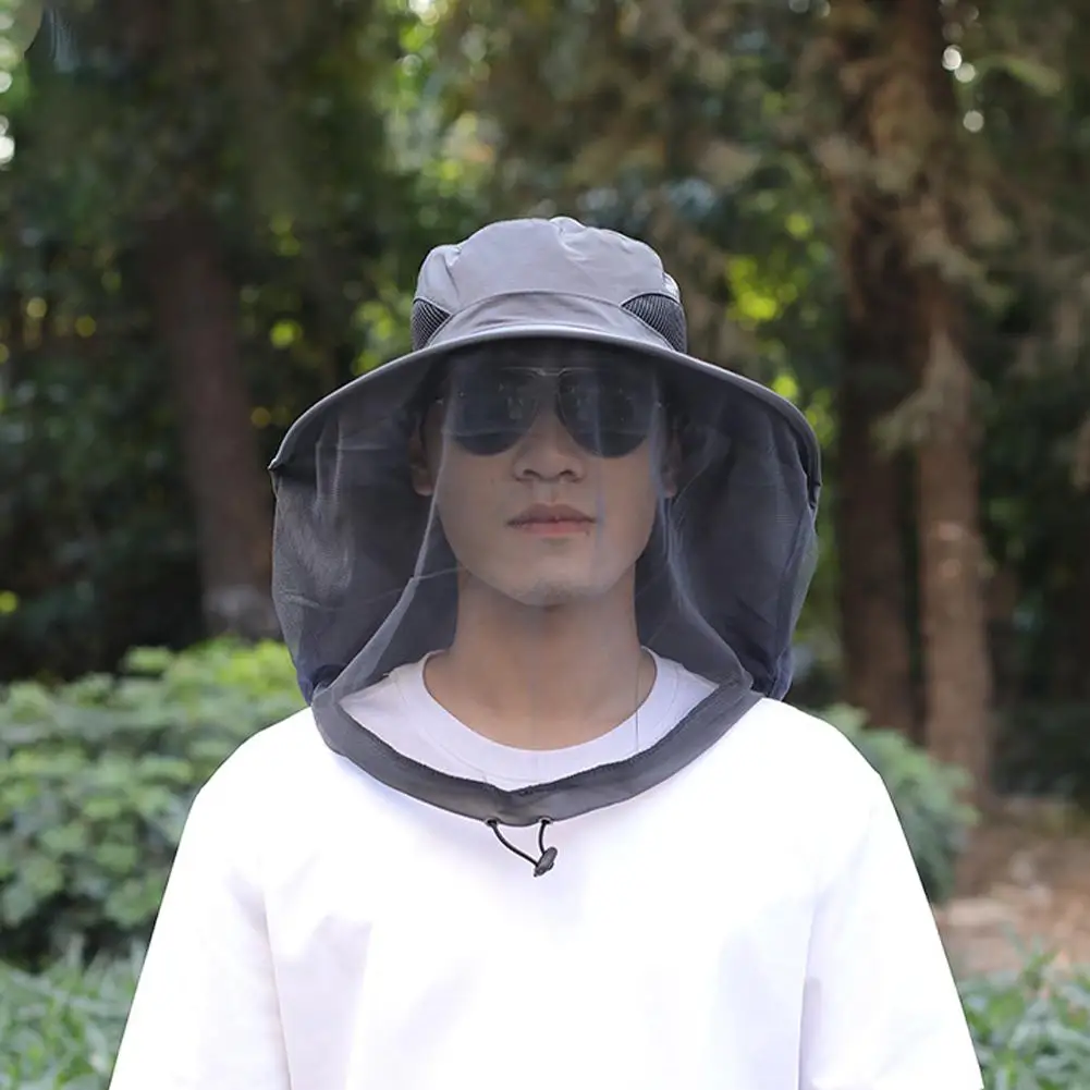 UV-Schutzhut mit Gesichtsmaske, atmungsaktiver Insektenschutz, breite Krempe, Angelhut, Outdoor-Sport, Natur, Wandern, Camping, Netzhut – Detail 30