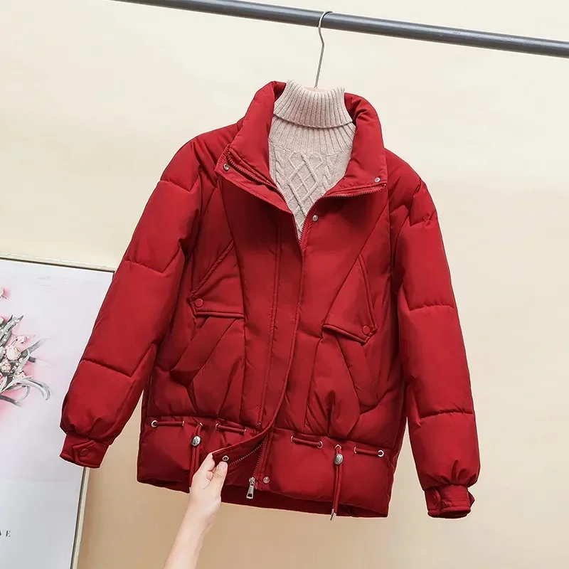 Pop Down Cotton-Padded Jacket Female New Short Cotton-Padded Jacket Thickened Collar Bread Winter Coat Tide