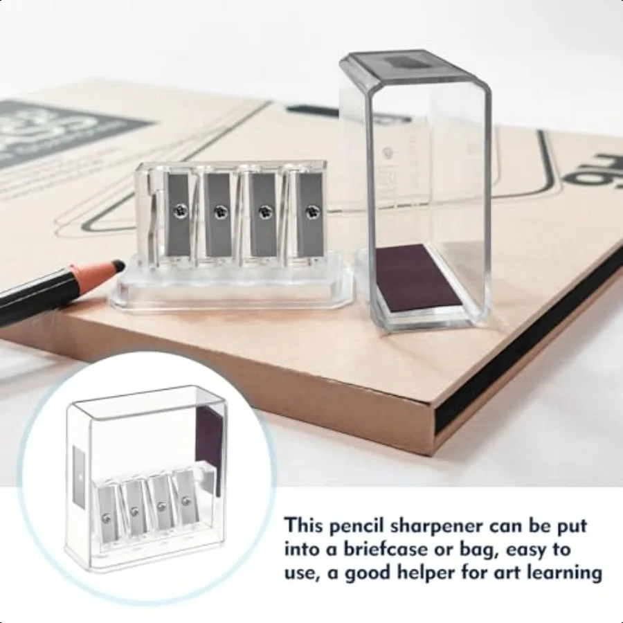 2 шт. точилка для карандашей плотника, точилка с длинными точками, 4 отверстия, ручная с прозрачной крышкой + 4 дополнительных лезвия, мини-отвертка для