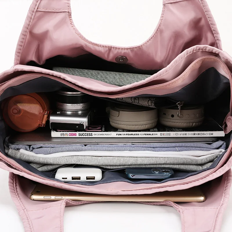 

Ladies Large Capaci Canvas Tote Bag Multi-Layer ort Trip oulder Bag Mom's op Bag Travel Bag Casual Handbag