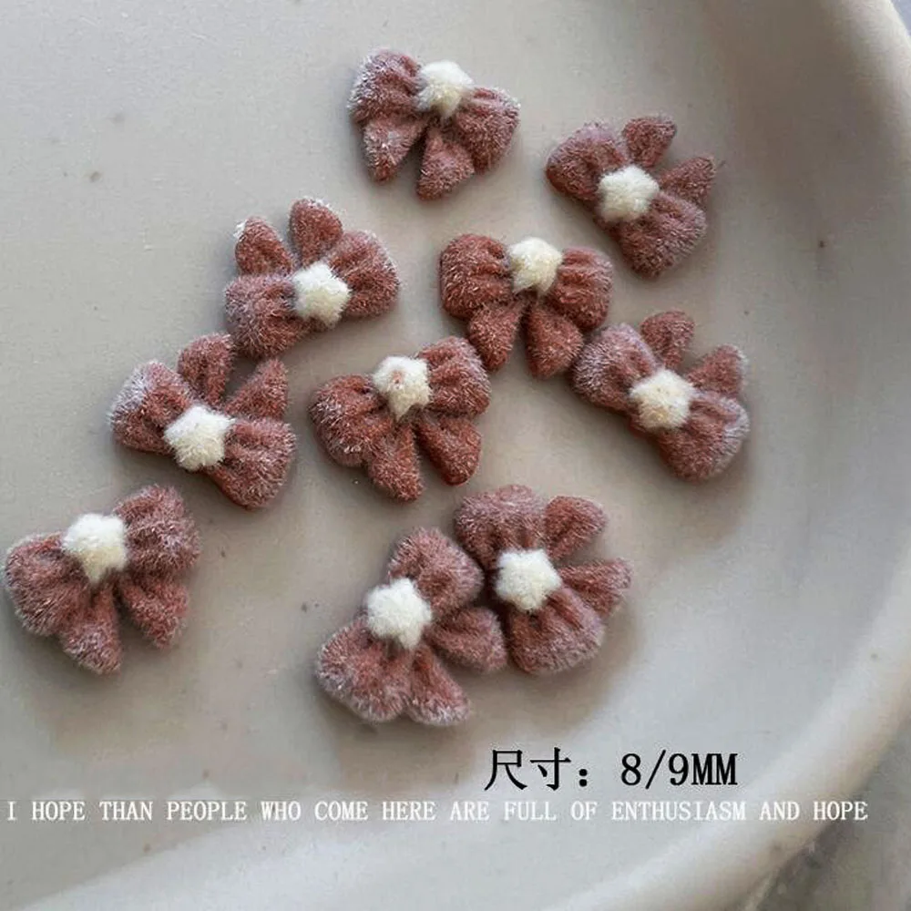 10 Uds. De encantadores dijes 3D de oso de peluche para uñas, lazos marrones, osos de peluche, pata de conejo, decoraciones artísticas para uñas, accesorios de manicura para Otoño e Invierno