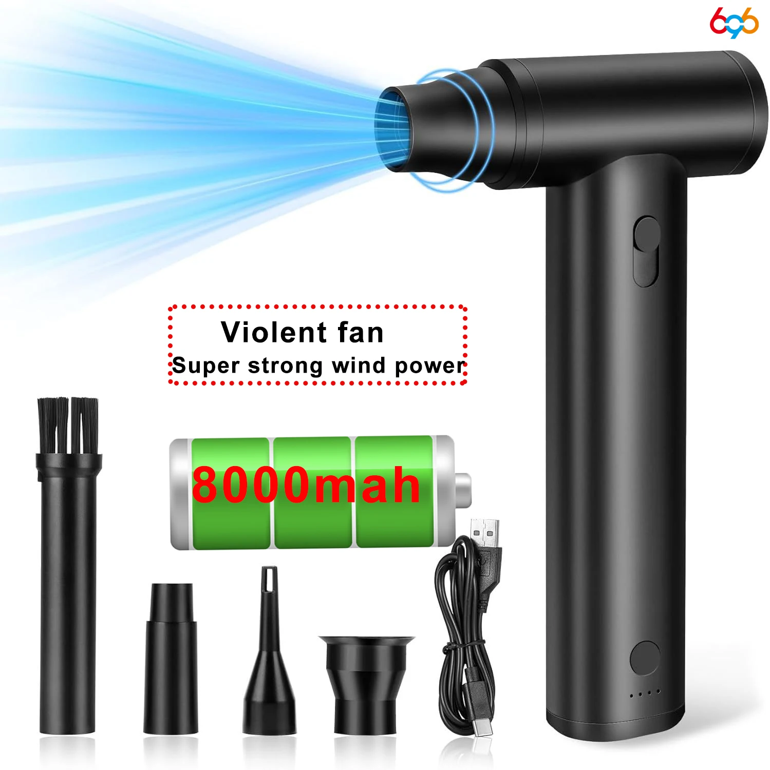 Portable Handheld Wireless Violent Fans Electric Air Duster Cordless Compressed Violent Turbo Fan Home Cleaning Tools 120000 RPM
