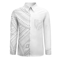 Polynesian Tribal Style Samoan Pattern Design Long Sleeve Shirt Men Plus Size 6XL Wholesale Maoli Tattoo Arm Shoulder Tattoo