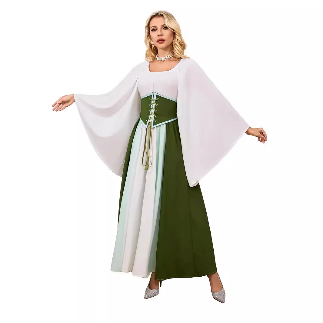 Sexy Pirate Maid Gown Halloween Medieval Retro Elf Fairy Elven Costume Women Renaissance Dress Waist Cincher Corset Fancy Dress