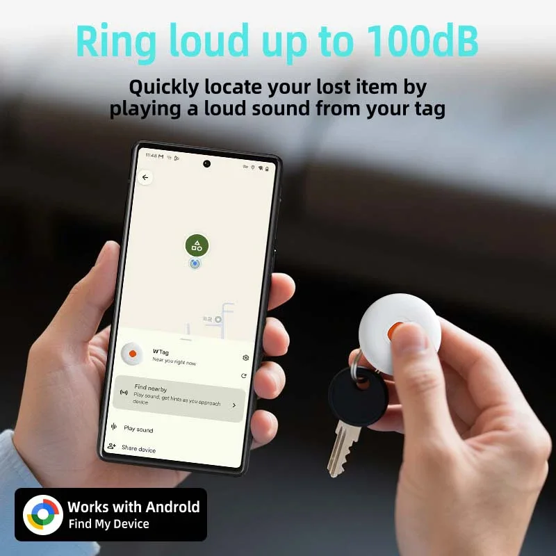 

1/2PCS Android AirTag Mini Tracker Smart Locator Works with Google Find My Device for Keys Dogs Cars Handbags Wallets