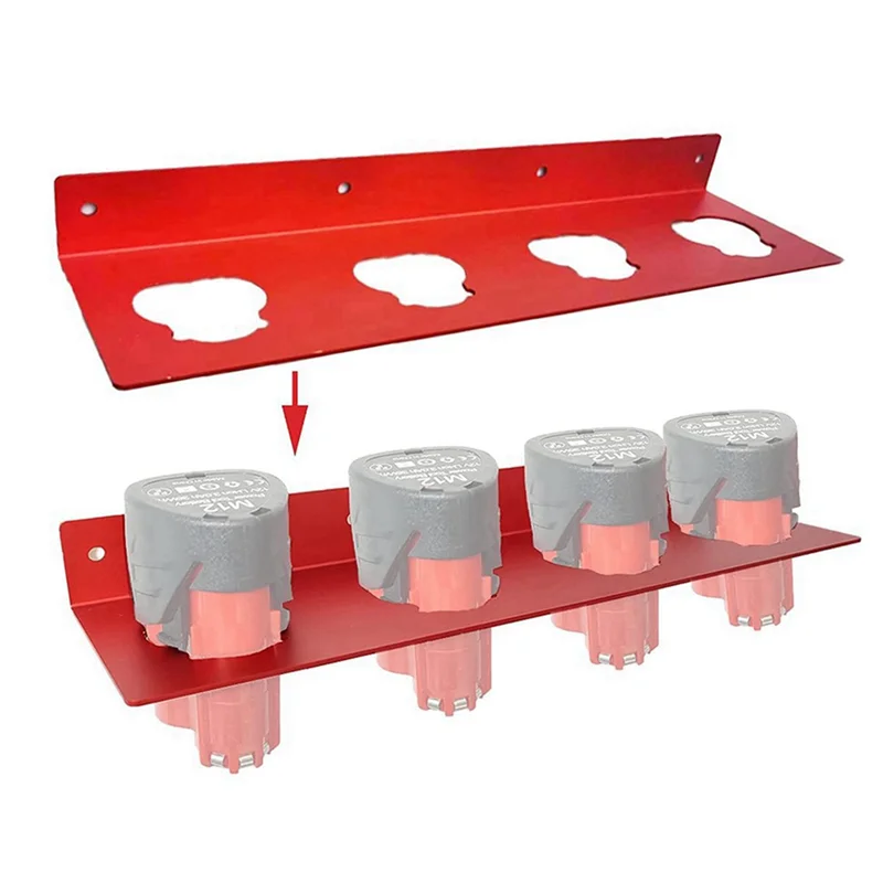 B44C 2X Battery Holder For M12 Battery Holder Wall Bracket With 4 Slots