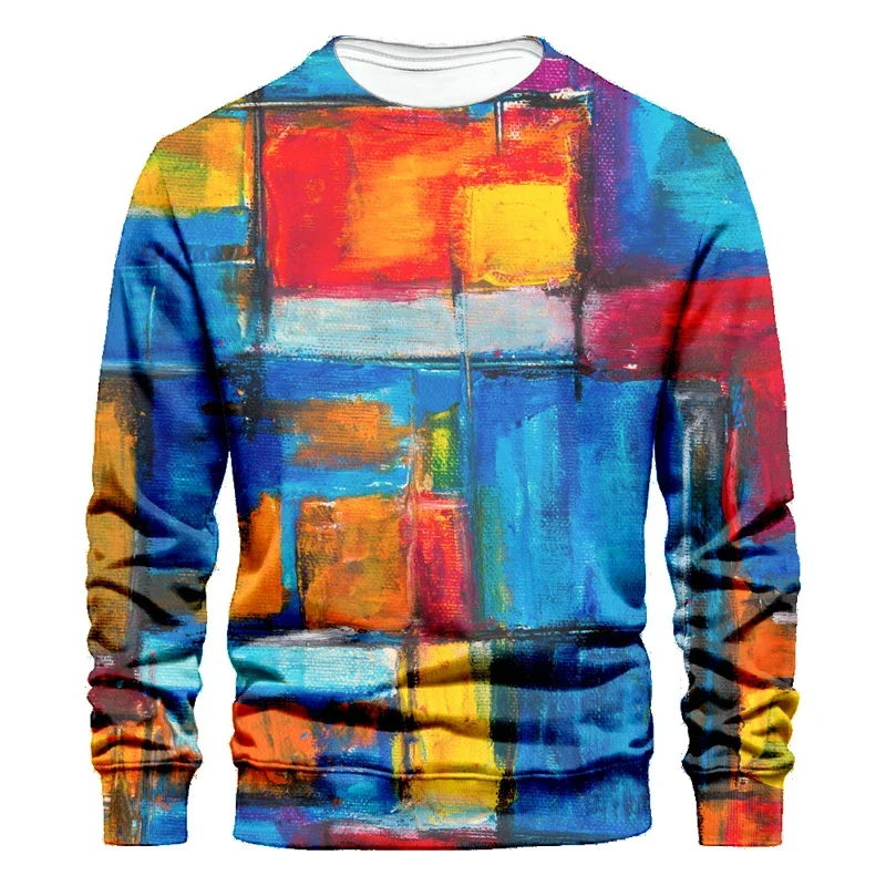 Color Pattern 3d Printed Sweatshirts for Men and Women Pullovers Harajuku Unisex Tops