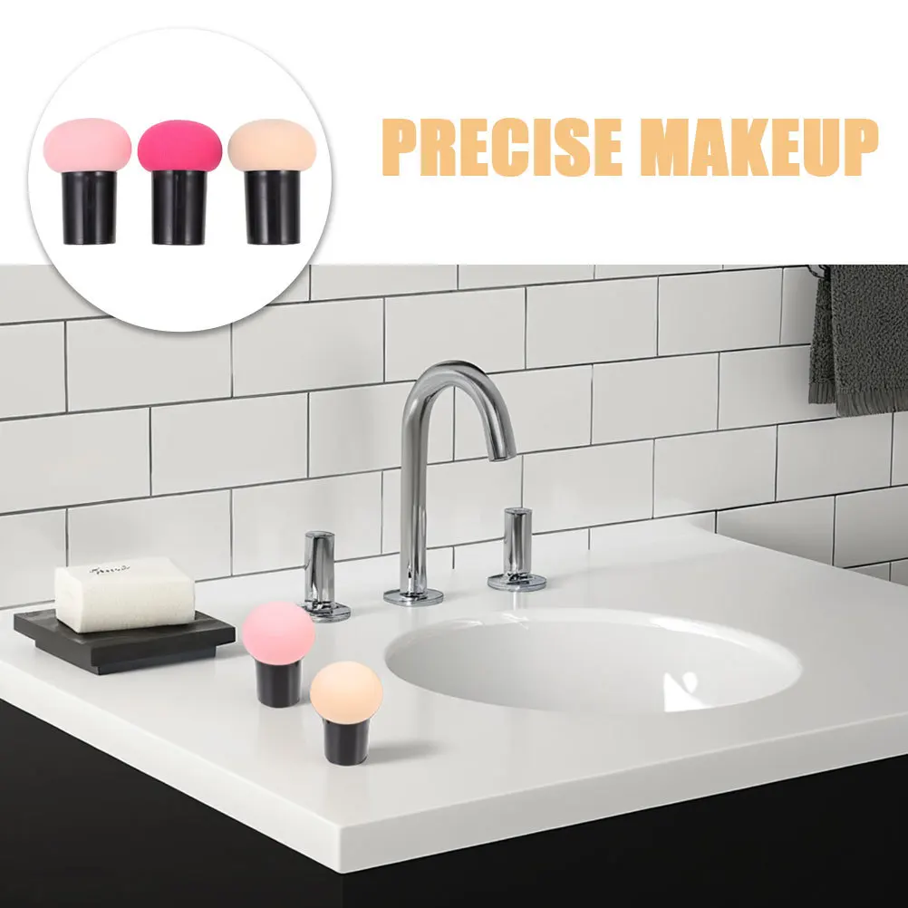 Set di 6 spugne per trucco con testa a fungo, a doppio uso, per fondotinta asciutto e bagnato, spugna morbida per ombretto, fard in crema liquida