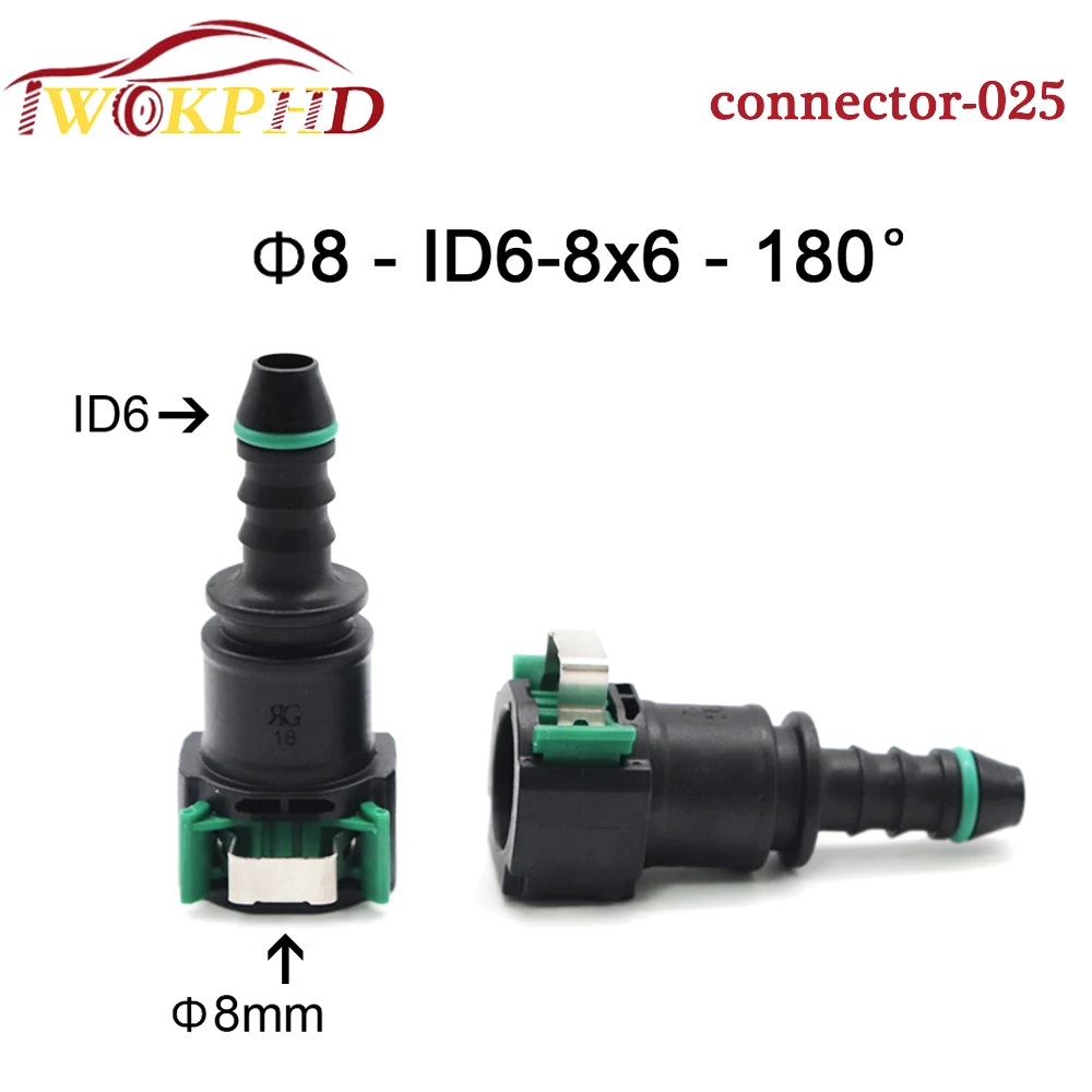 Car Fuel Line Quick Connector 8mm ID6 8x6 180 degree SAE 5/16 Fuel Pipe Joint Nylon Connector For Car 2 pcs