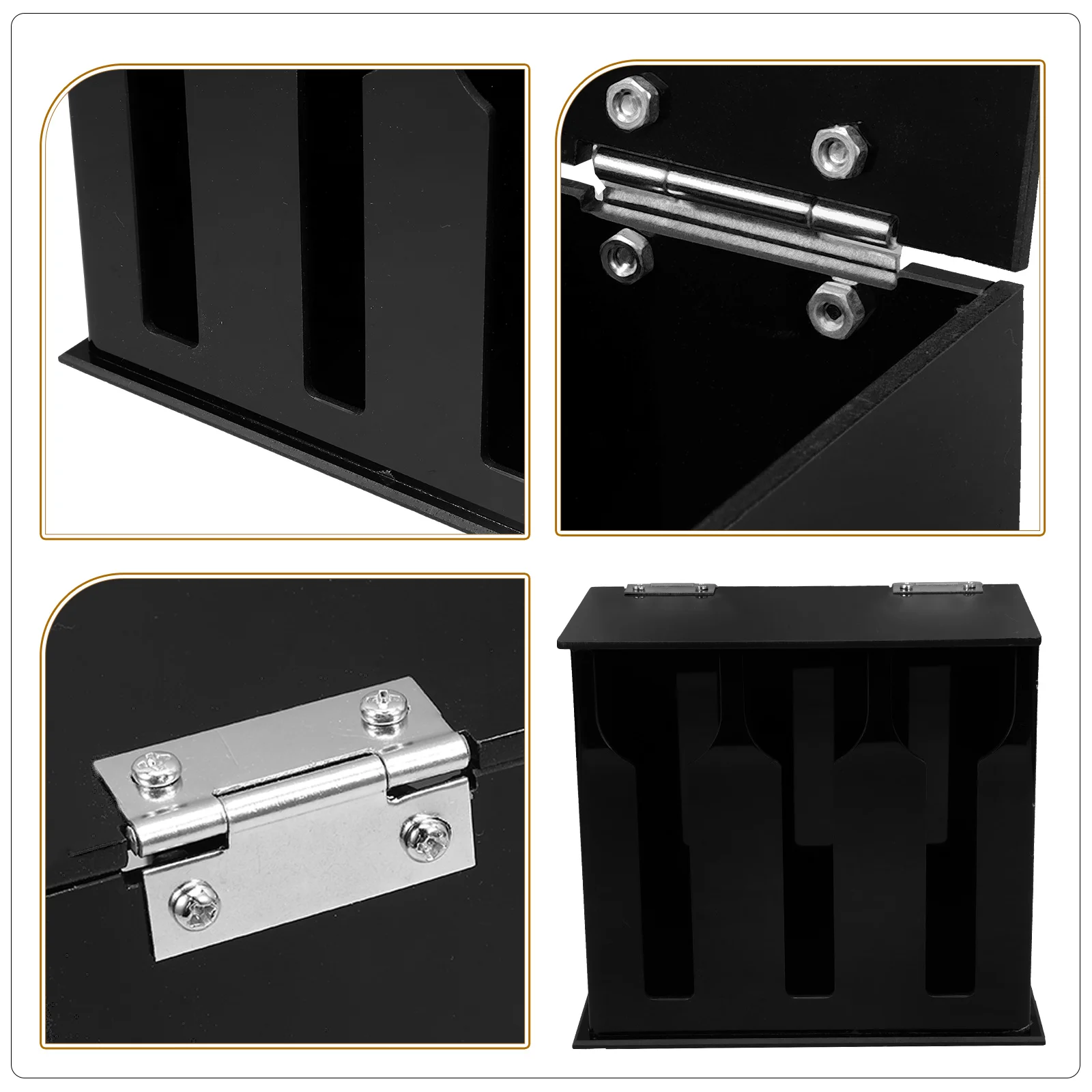 

Acrylic Spoon Dispenser Kitchen Utensil Holder Black Compartment Organizer Reusable Stable Easy Clean Storage Rack