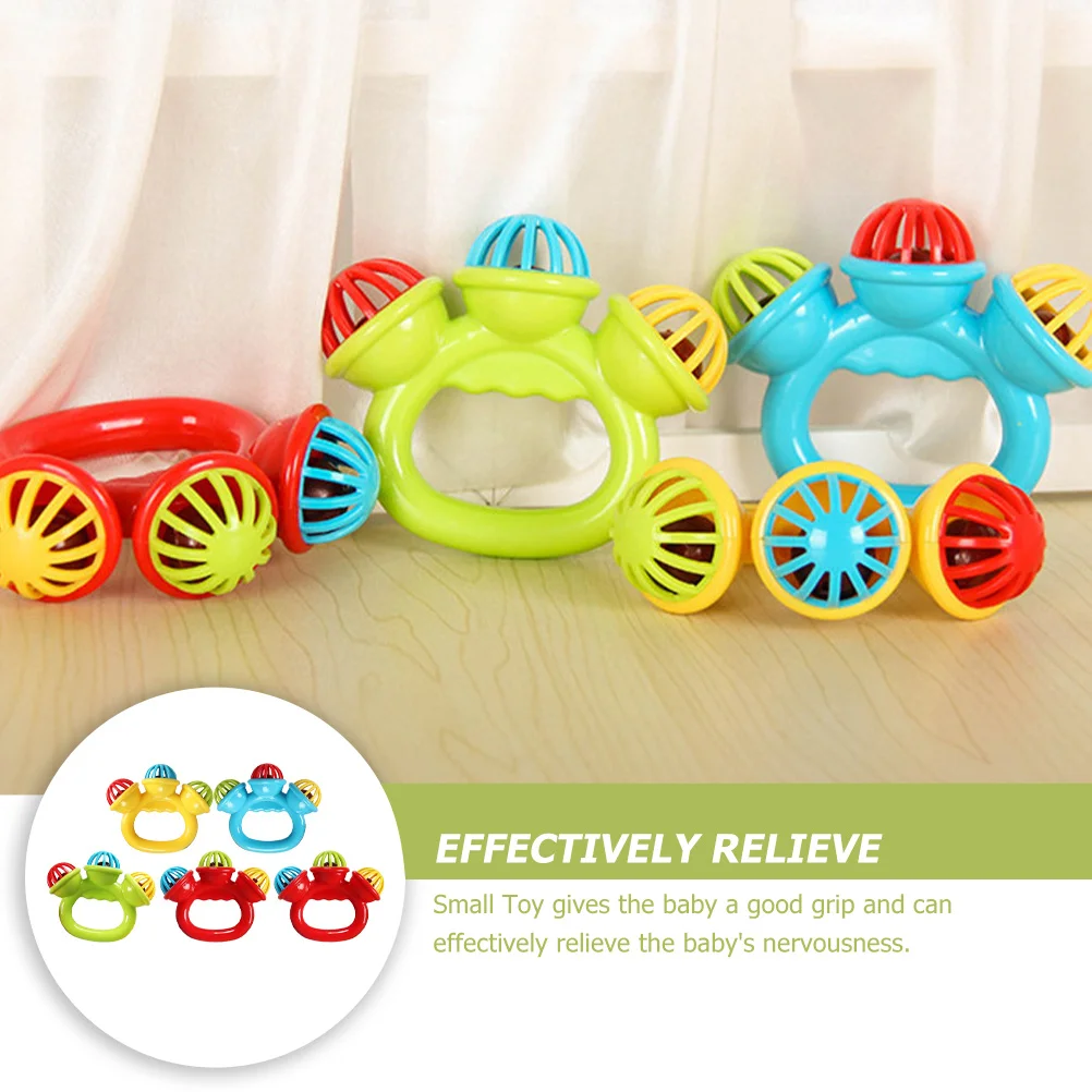 

5Pcs Colorful Baby Ring Rattles Handheld Grip Early Education Sensory Training Soothing Car Seat Stroller Use Bells for Kids