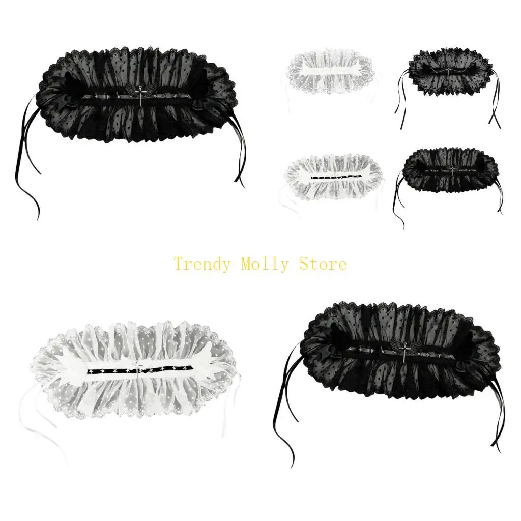 

N5KB Girl Halloween Headbands Angel Gothic Headwear Hairbands Fun Headwear