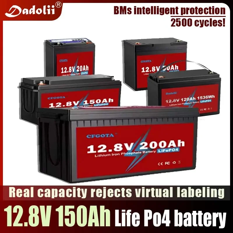 12V 200Ah  12V 120Ah  LiFePO4 Battery Lithium Iron Phosphate Battery Built-in BMS for Solar Power System RV House Trolling Motor