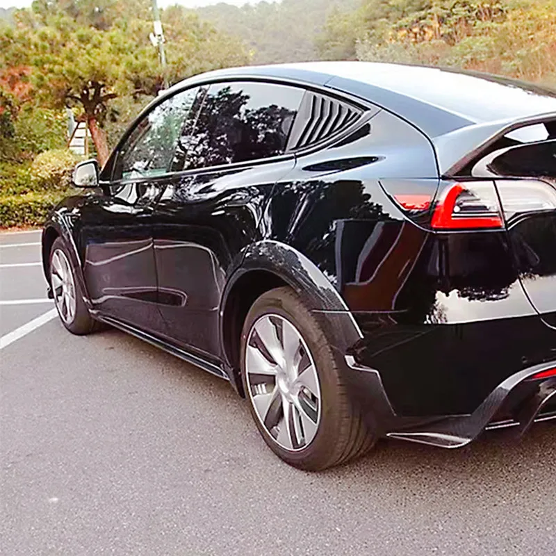 For 2021 22 23 Tesla Model Y Wide Fender Flares Wheel Brow Protector Plate Spoiler Diffuser Bodykit Car Exterior Accessories
