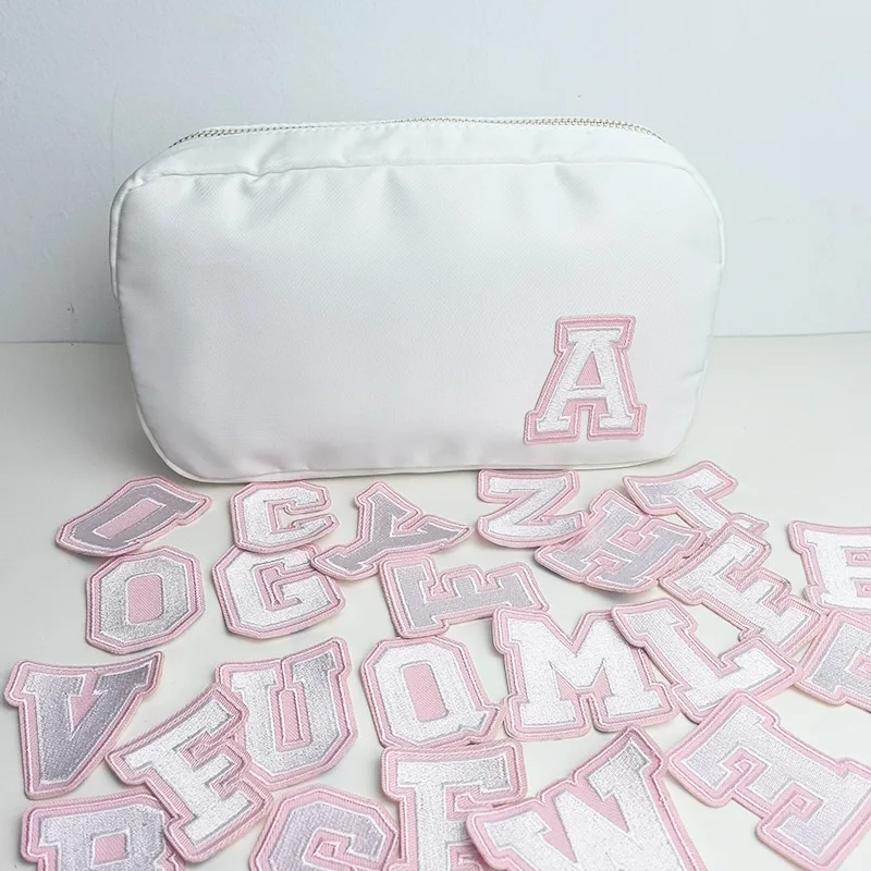 Limited edition canvas letter sticker makeup bag nylon waterproof travel storage bag DIY design portable storage bag