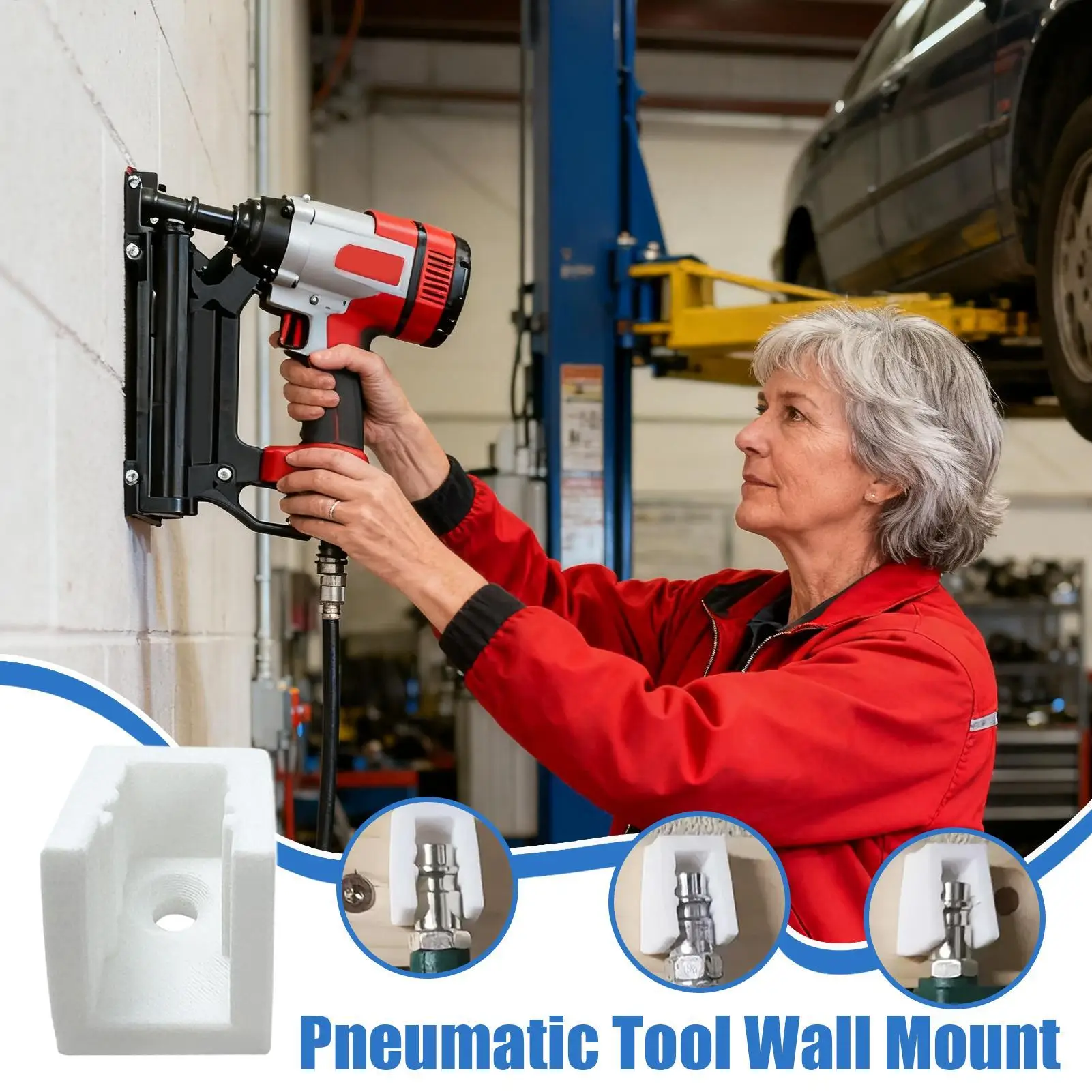 رف أدوات الهواء 10 قطعة حامل تخزين أدوات الهواء الموفر للمساحة لورشة المرآب وإصلاح السيارات ومنطقة صيانة غسيل السيارات #5