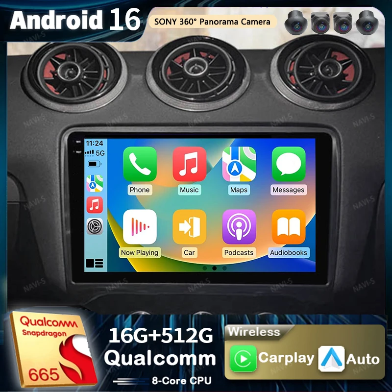 Android 16 Für Audi TT 2 8J 2006-2014 2K QLED Android Autoradio Multimedia-Videoplayer GPS AI-Sprachsteuerung CarPlay Haupteinheit 4G Stereo