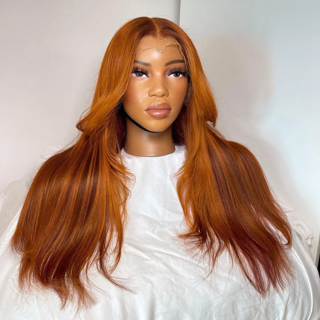 Ginger Straight Synthetic Lace Front Wig High Temperature Fiber Lace Wigs for Women Long Hair Wavy Wigs Heat Resistant Cosplay
