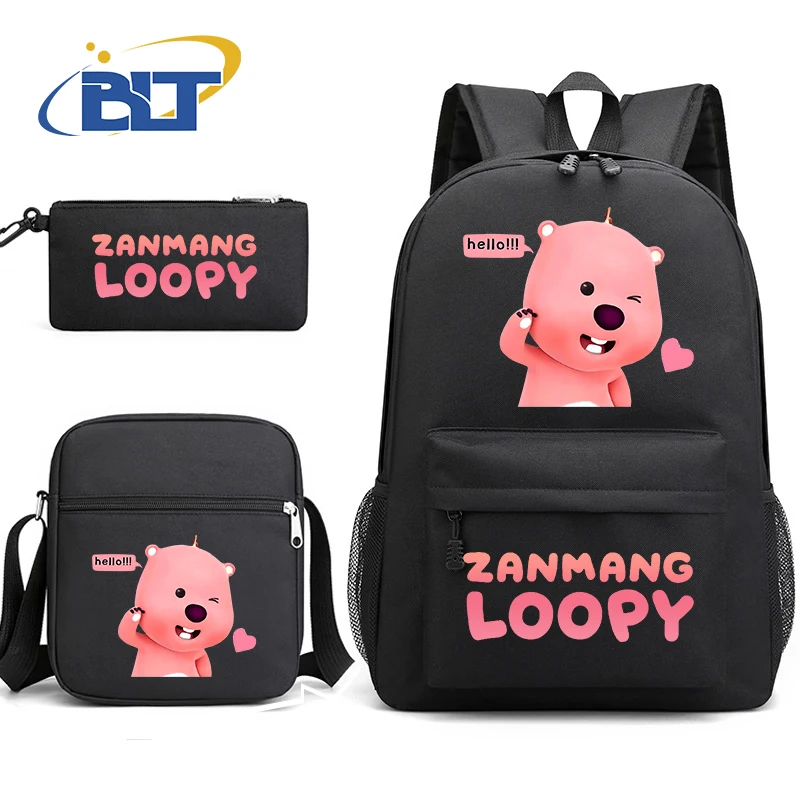 

Loopy printed kids backpack set student school bag shoulder bag pencil case 3-piece set for boys and girls