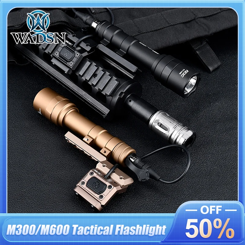 

WADSN Tactica SF Flashlight M300/M600 series Metal Pistol Gun Strobe LED Light Fit 20mm Rail Airsoft Hanging Hunting Flashlight