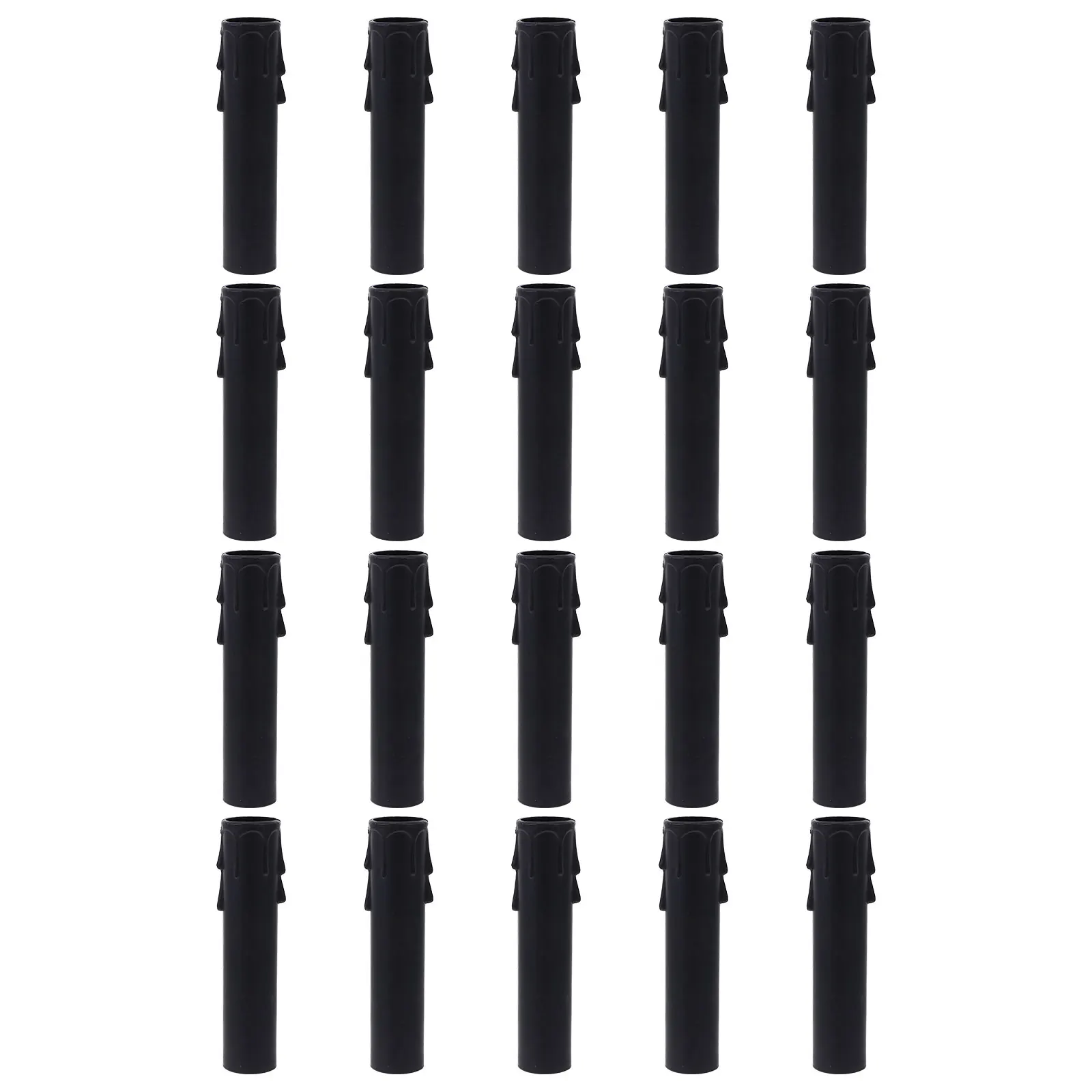 

20Pcs Socket Covers Fire Retardant Plastic Black Candelabra Base Sleeve for Chandeliers Teardrop Design Lamp