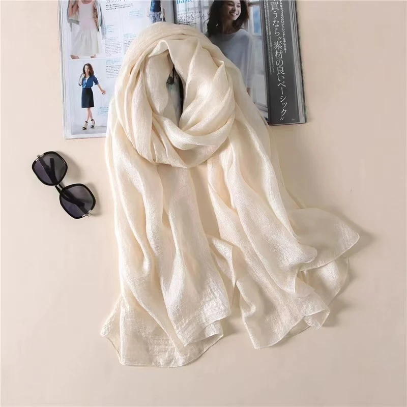 

Fashion travel monochrome sunscreen scarf linen new simulated silk scarf new sweet women's shawl