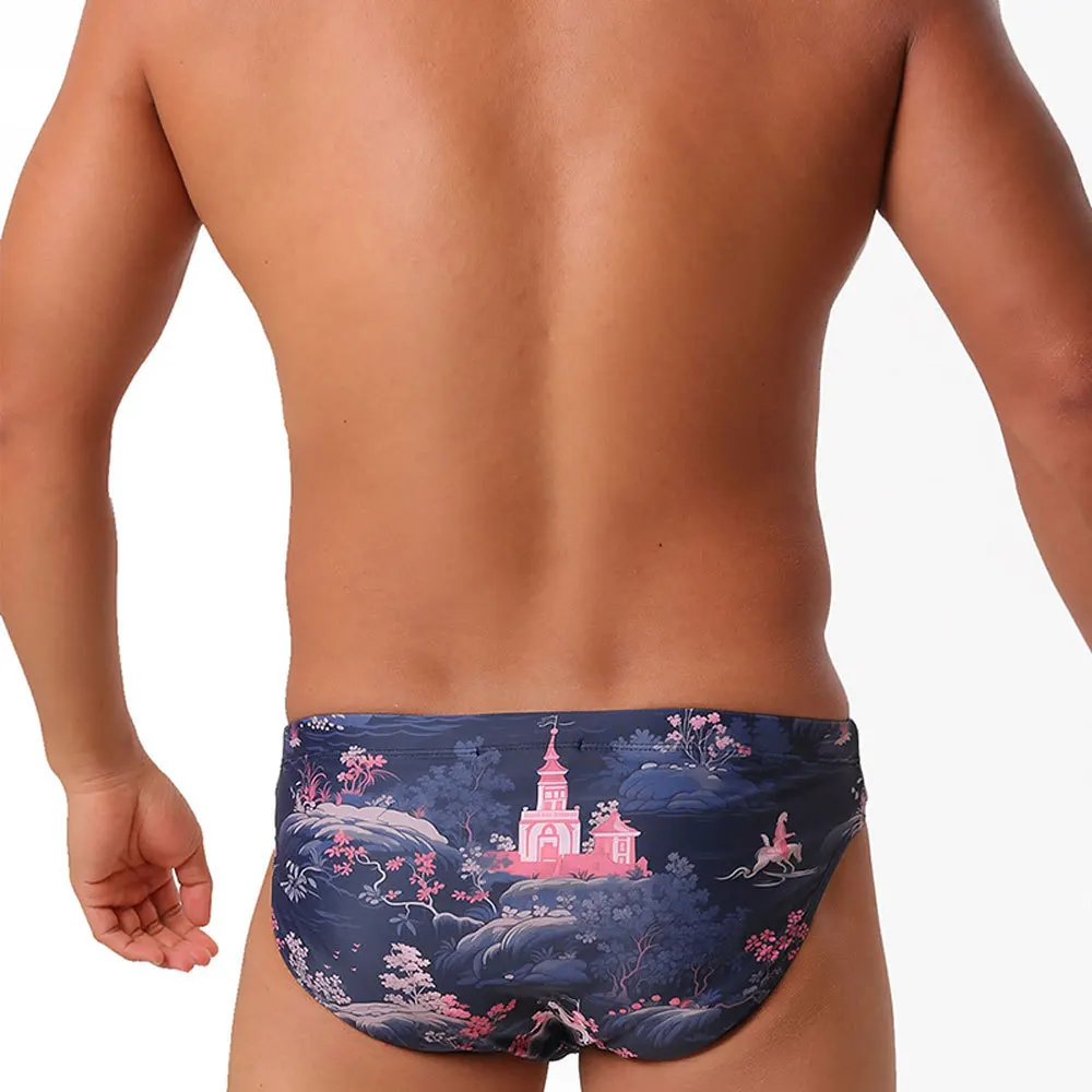 New printed triangle swimming trunks foreign trade beach surfing vacation quick drying UXH705