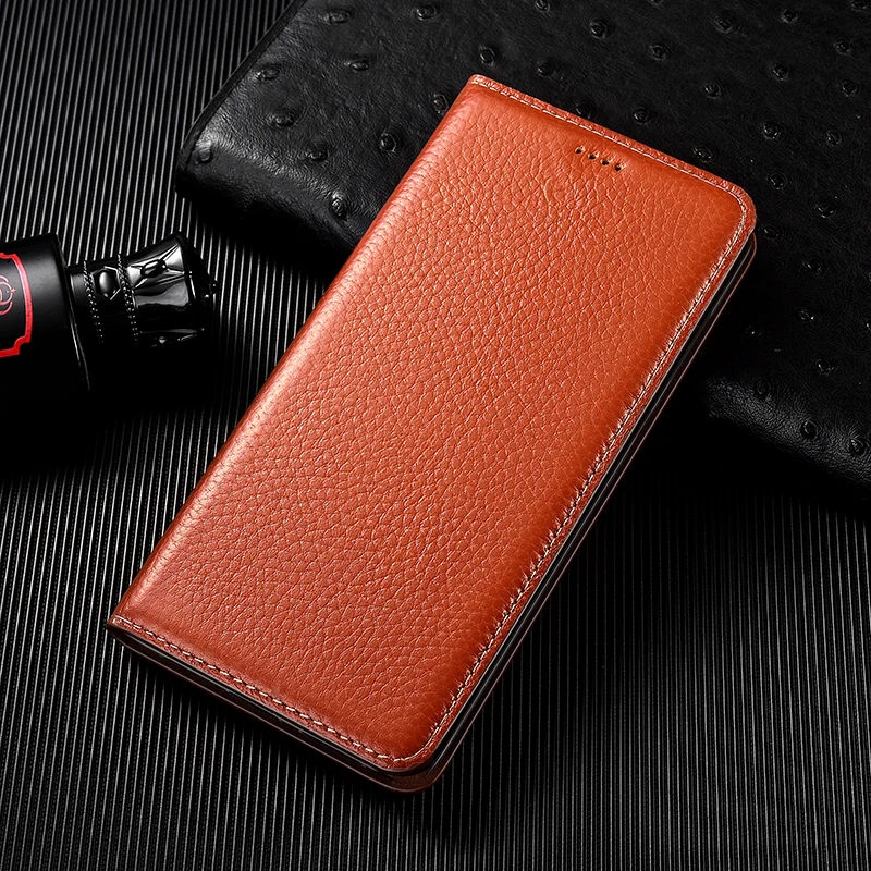 

For Vivo Y200 Y200i Y200T Y300 Y300i Y300T Y400 Pro Plus GT Large Lychee Pattern Of Genuine Leather Flip Phone Case Cowhide