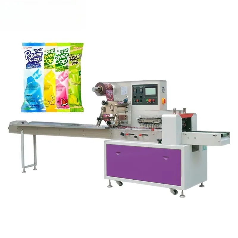 Custom Fully Automatic Horizontal Wrapping Flow Pack Packing Machine Ice Cream Lolly Popsicle Packaging Machine Pillow Packing