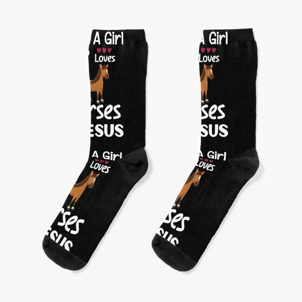

Just A Girl Who Loves Jesus And Horses -Horses And Christian Lover Socks Men's christmas stocking cartoon Socks Men Women's
