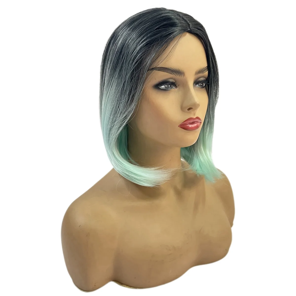 Quick Wig Mint Green Wig Short Straight Synthetic Wigs Ombre Wigs for Women Heat Resistant Wig