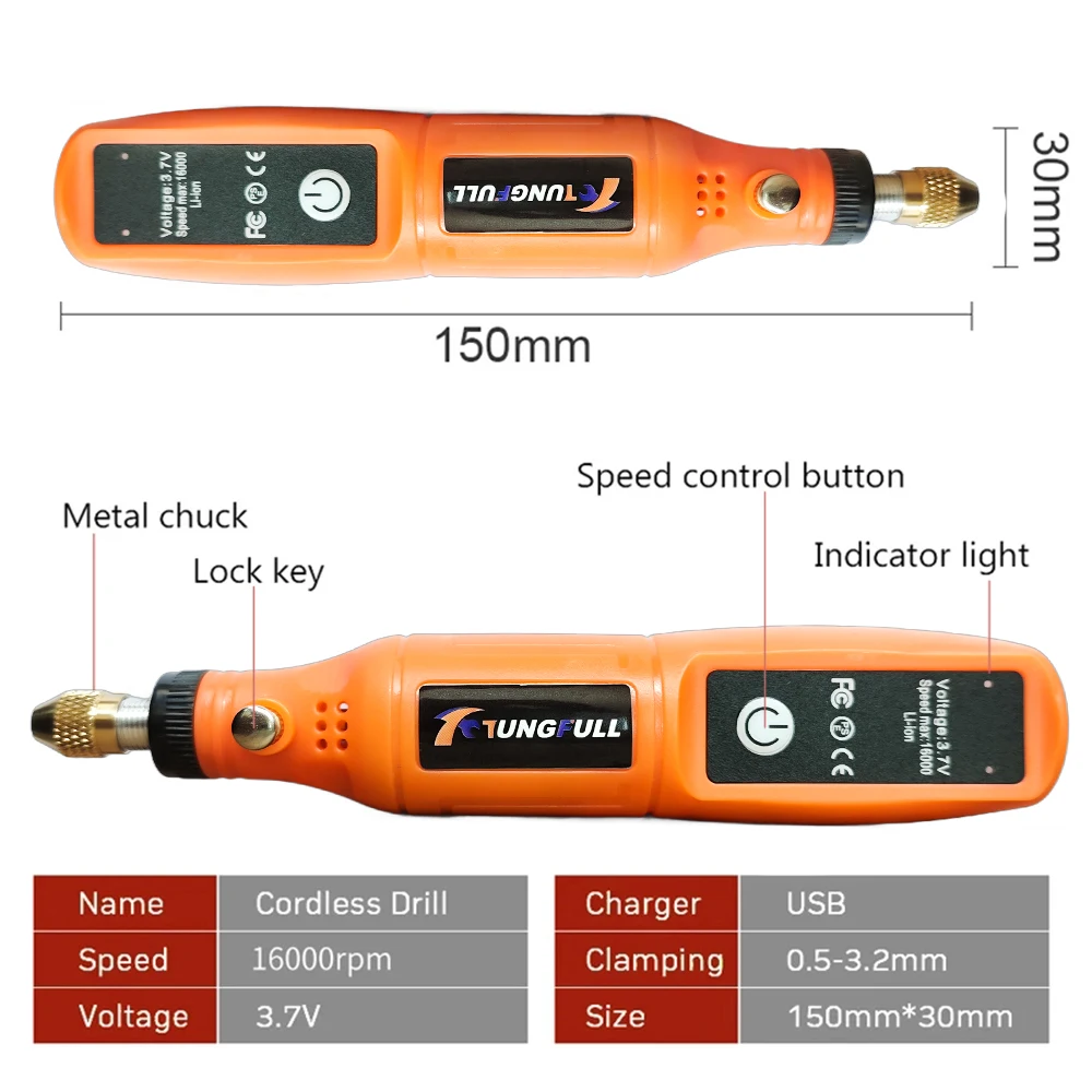 3.7V Mini Electric Drill USB Cordless Small Power Woodworking Engraving Pen Rotary Tool for Nail Carving Jewellery Engraving