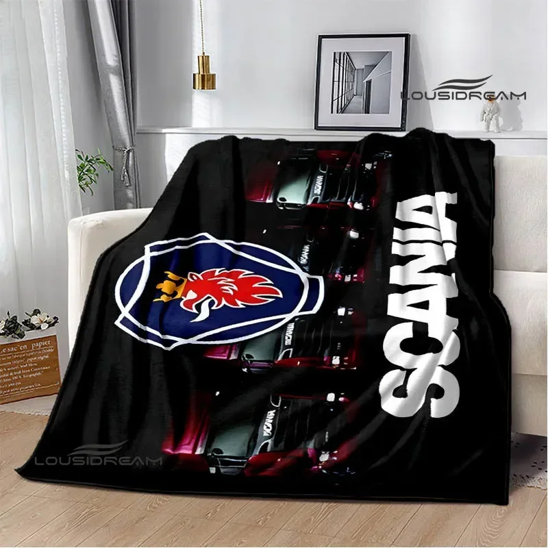 S-Scania logo printed blanket Warm Flannel Blankets Soft and Comfortable Blankets Home Travel Blanket bed linings Birthday Gift