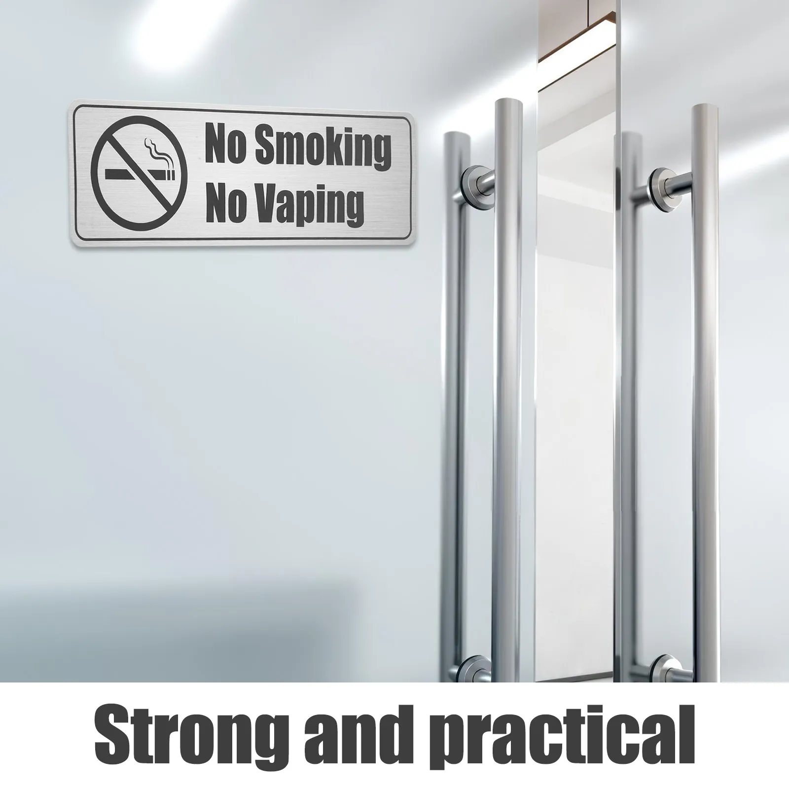 

4Pcs PVC No Smoking No Sticker Set High Visibility Waterproof Fade Resistant Adhesive Sign for Office Business Hotel