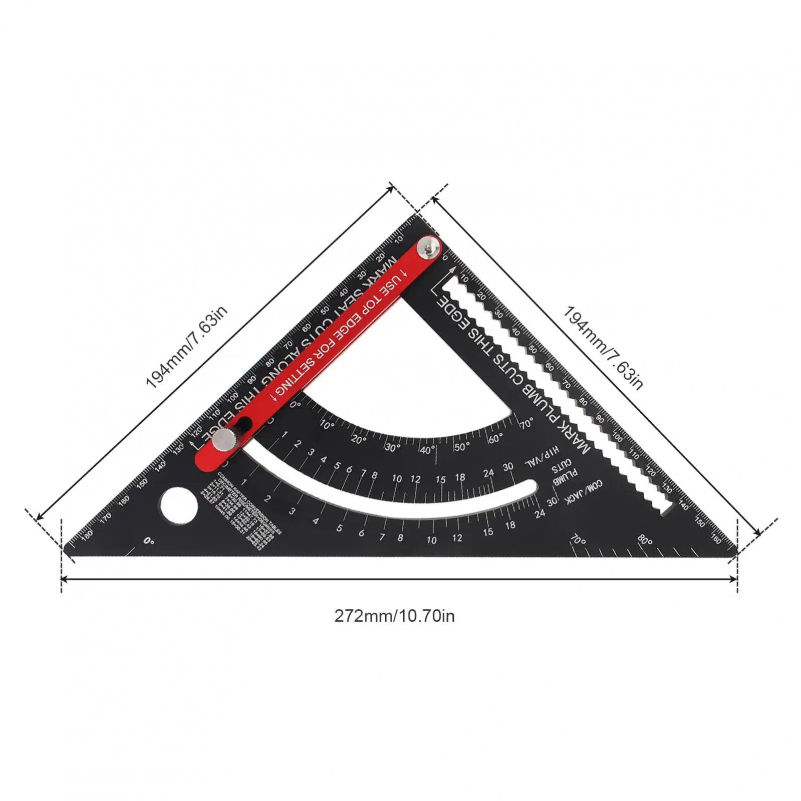 Alloy Angle Protractor Triangle Ruler Multi Positioning Tool Measuring Gauge with Adjustable Rod for Building Framing Tool