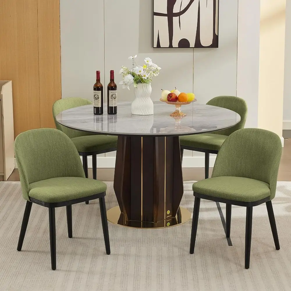 

Green Upholstered Dining Chairs Set of 4 with High Back and Deep Seat for Dining Room, Kitchen, or Restaurant