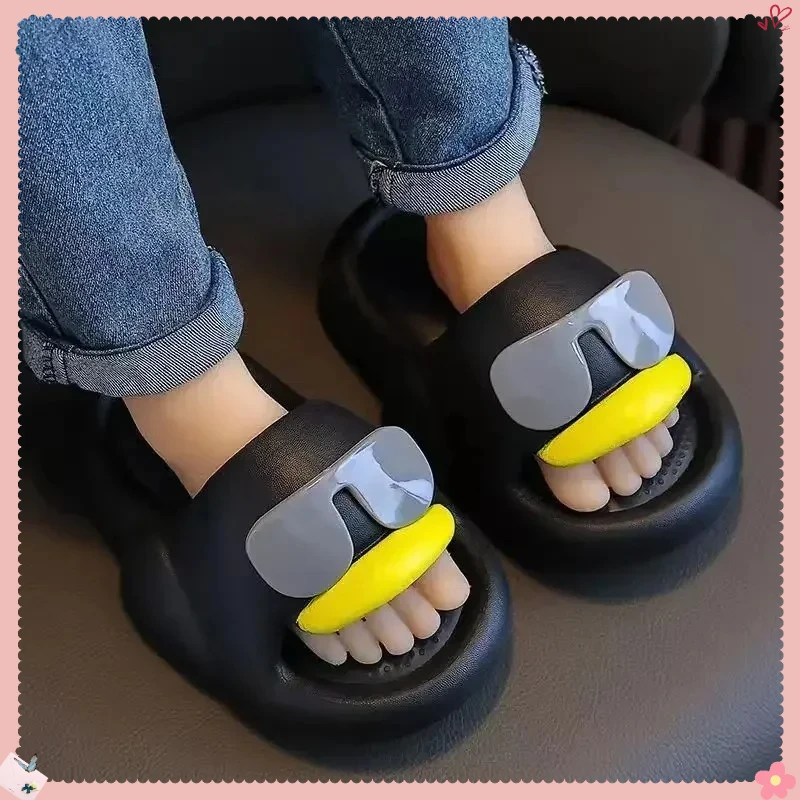 

Kids Cartoon Slippers Soft Sole Slip Solid Boys Bath Slippers Girls Light External Wear Slippers