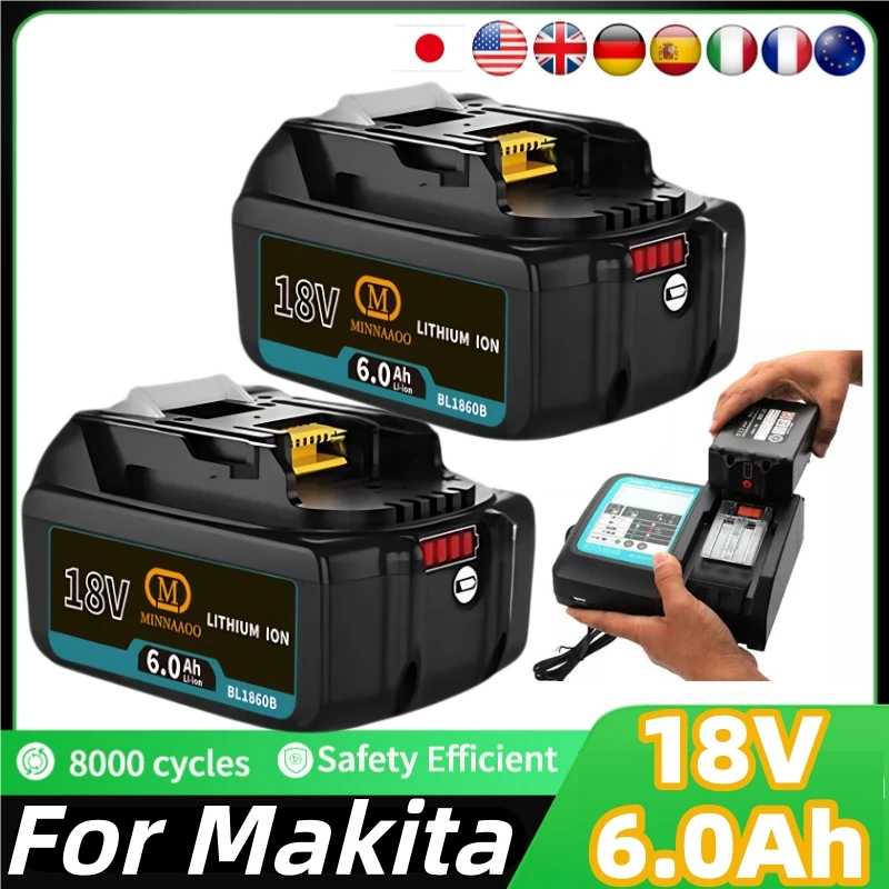 

Genuine For Makita 18V Battery 5.0-6.0Ah Rechargeable Replacement for BL1840 BL1830B BL1850B Power Tools with