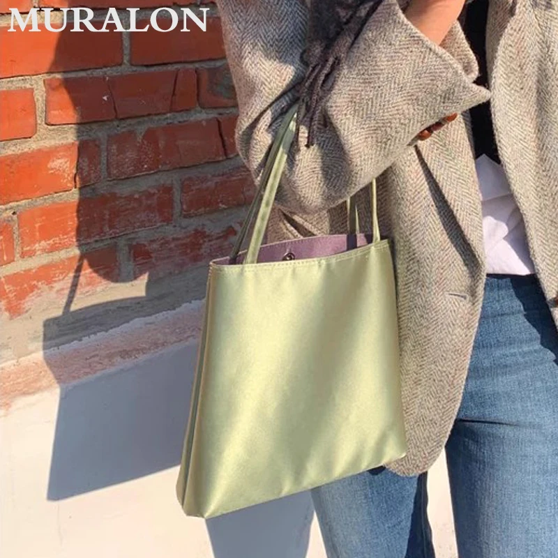 Women Crossbody Bag 2024 New Korean Simple Fashion Retro Satin Niche All-match Handbags Casual Shopping Soft Bucket Bag