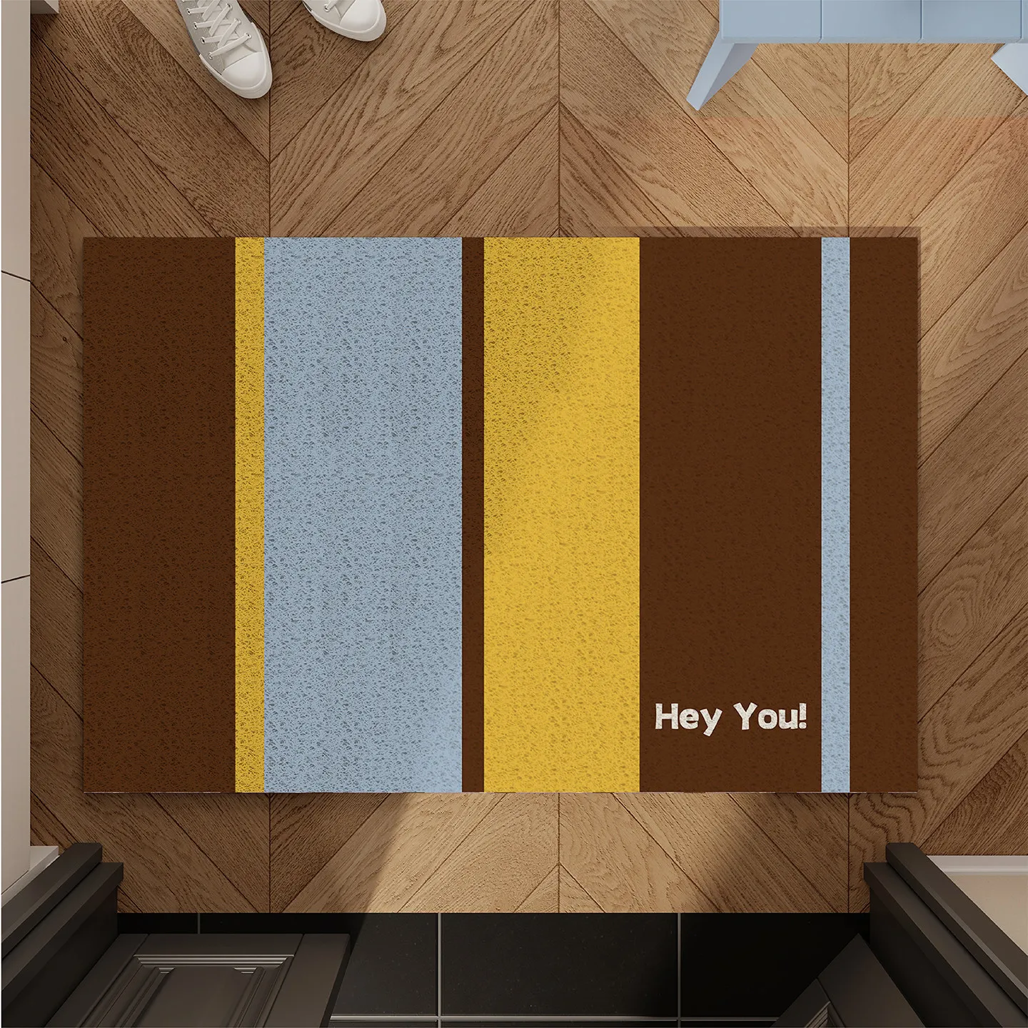 Colorful Vertical Striped PVC Silk Loop Doormat Anti Slip Dirt Trapper Easy Clean Front Door Entryway Floor Mat Home Decor