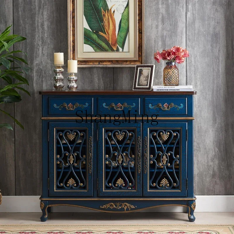 

SM household bedroom simple locker solid wood dining room side cabinet foyer painted hollow shoe cabinet