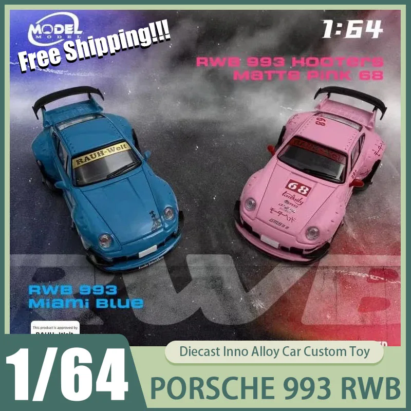 

Pre-Sale 1:64 Model Porsche 993 Rwb Diecast Model Car Miami Blue Hooters Matte Pink 68 Collectible Vehicle Gift For Boys Toy Kid