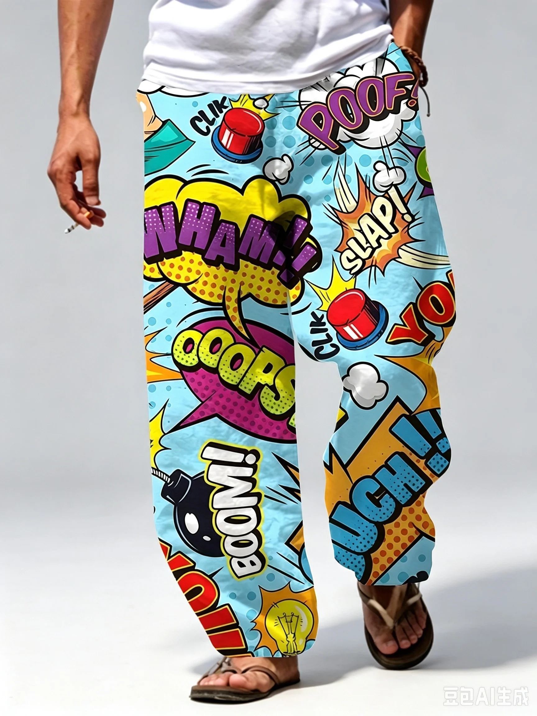 Pantalones Cortos Largos de Verano para Hombre, Pantalones de Playa con Cordón Elástico en la Cintura y Bolsillos Delanteros,