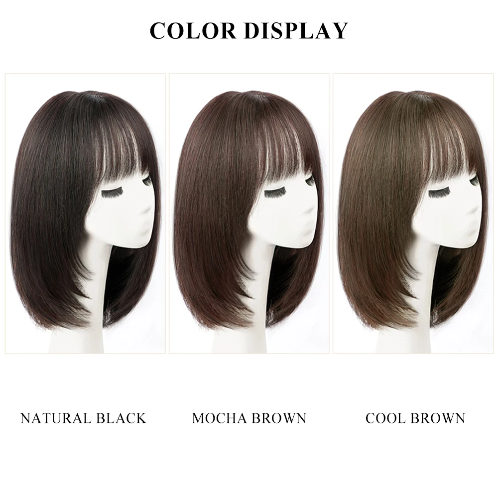 Wigs for Women Human Hair Light Straight Bob Wig With Bangs Black Bob Wigs 100% Human Hair Wigs