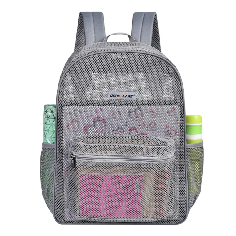 High Load-bearing Mesh Shoulder Bag Transparent Simple Beach Backpack Lightweight Outdoor Sports Bag Mesh Bag Hiking