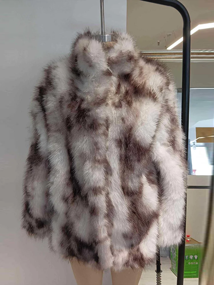 

Chic Print Faux Fur Coats for Women Winter Thermal Outerwear Chic Long Sleeve Loose Warm Coat 2025 Lady Trendy Urban Jacket