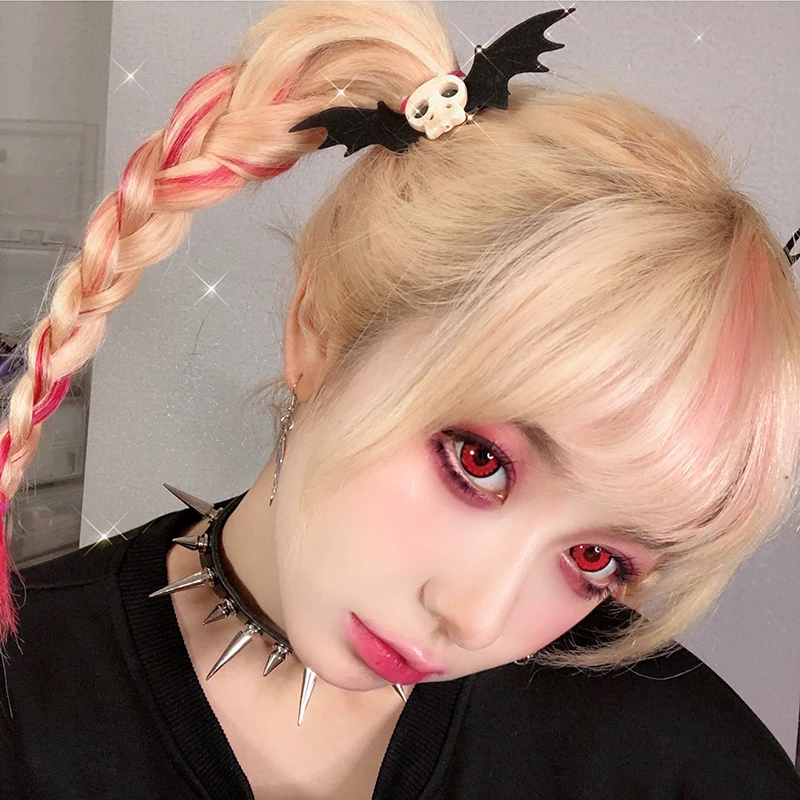 4/2/1Pcs Gothic Skull Hairpins Halloween Bloody Angel Wings Hair Clips Women Little Devil Cosplay Props Hair Barrettes Headwears