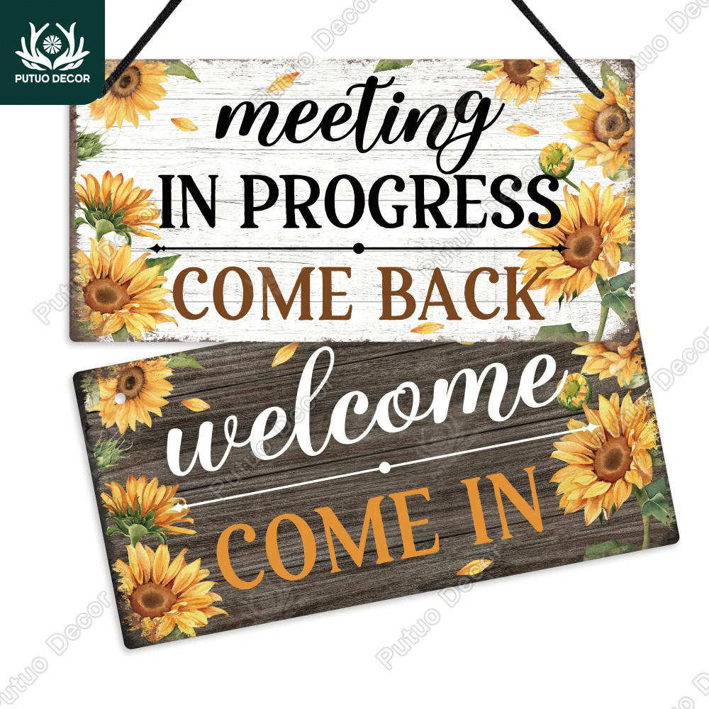 

Putuo Decor-Rectangle Double-Sided PVC Signage, Meeting Room Used, Welcome Come in, Meeting Come Back, 5x10Inches, 1Pc