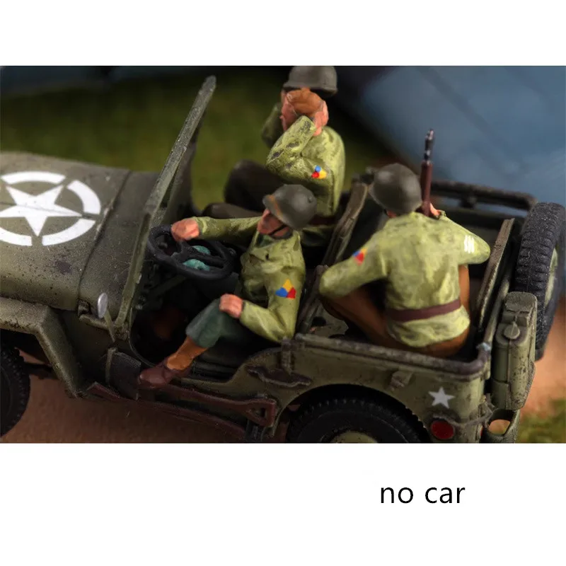 Modèle peint imprimé en 3D 1:72, 3 pièces, pilotes militaires américains, conducteurs de soldats, accessoire de scène à monter soi-même, affichage de Collection de figurines d'action